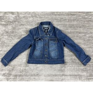 Squeeze Girls Denim Jacket Girl M 10 Blue Butterfly Graphic Y2K Trucker 4FJ646FK